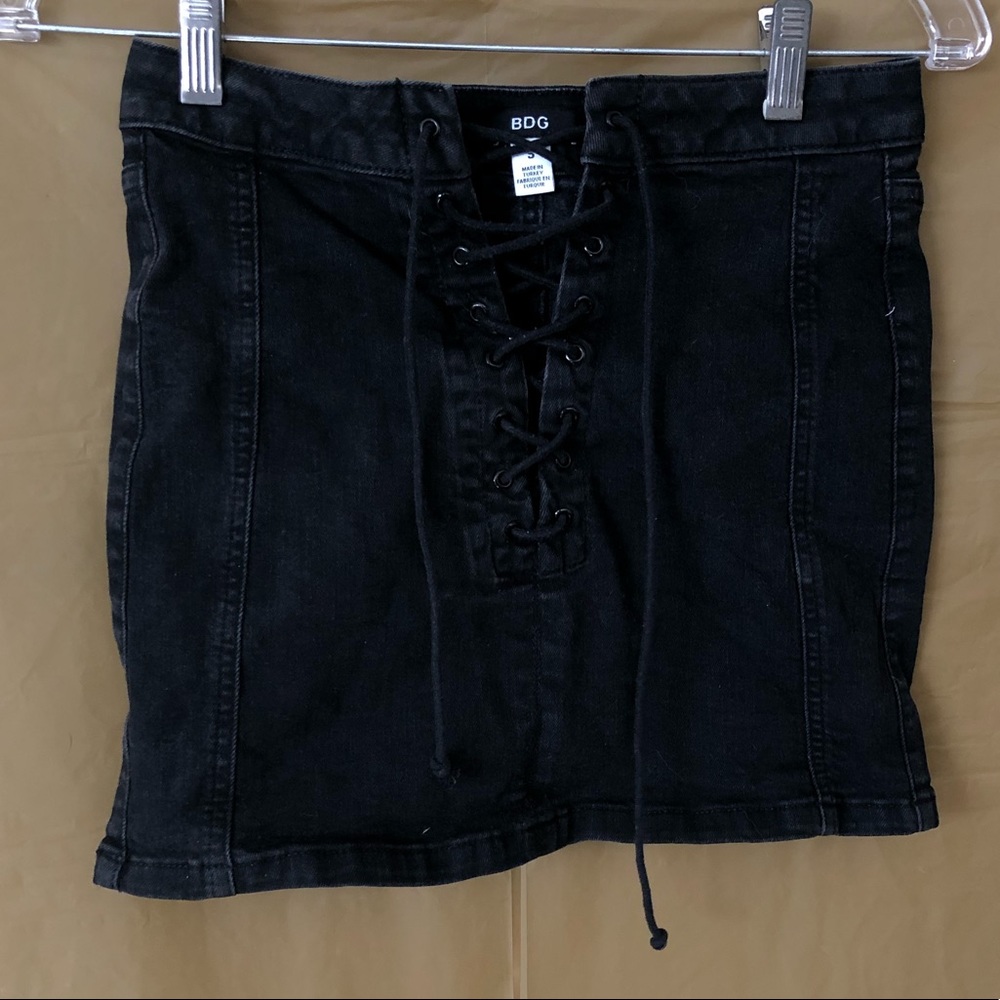 Black denim skirt